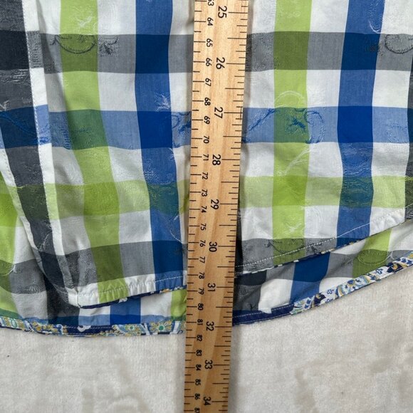Robert Graham Slide Green Blue L/S Button Up Shirt Men's Flip Cuffs Size XL - Picture 11 of 15